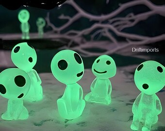 Luminous Tree Spirits | Elf Statue | Fairy Garden Miniature Figurines | Glow in the Dark Tree Spirits | Resin Alien Figurines Decor | Kodama