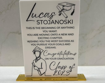 Personalized Acrylic Graduation Plaque: Freestanding A5 Keepsake