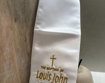 Personalized Embroidered Satin Stole: Christening Baptism Graduation