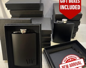 Personalized Black Hip Flask: 8Oz Stainless Steel Groomsmen Gift