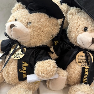 Personalized Graduation Bear For Class Of 2025 - Custom Text/Name, 11 Inch, With Rose, Bow & Diploma