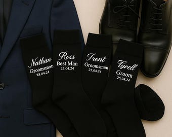 Personalized Groomsmen Socks: Custom Wedding Party Dress Socks