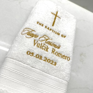 Personalised Christening Towel | Custom Embroidered Baptism Gift | Baby Naming Keepsake