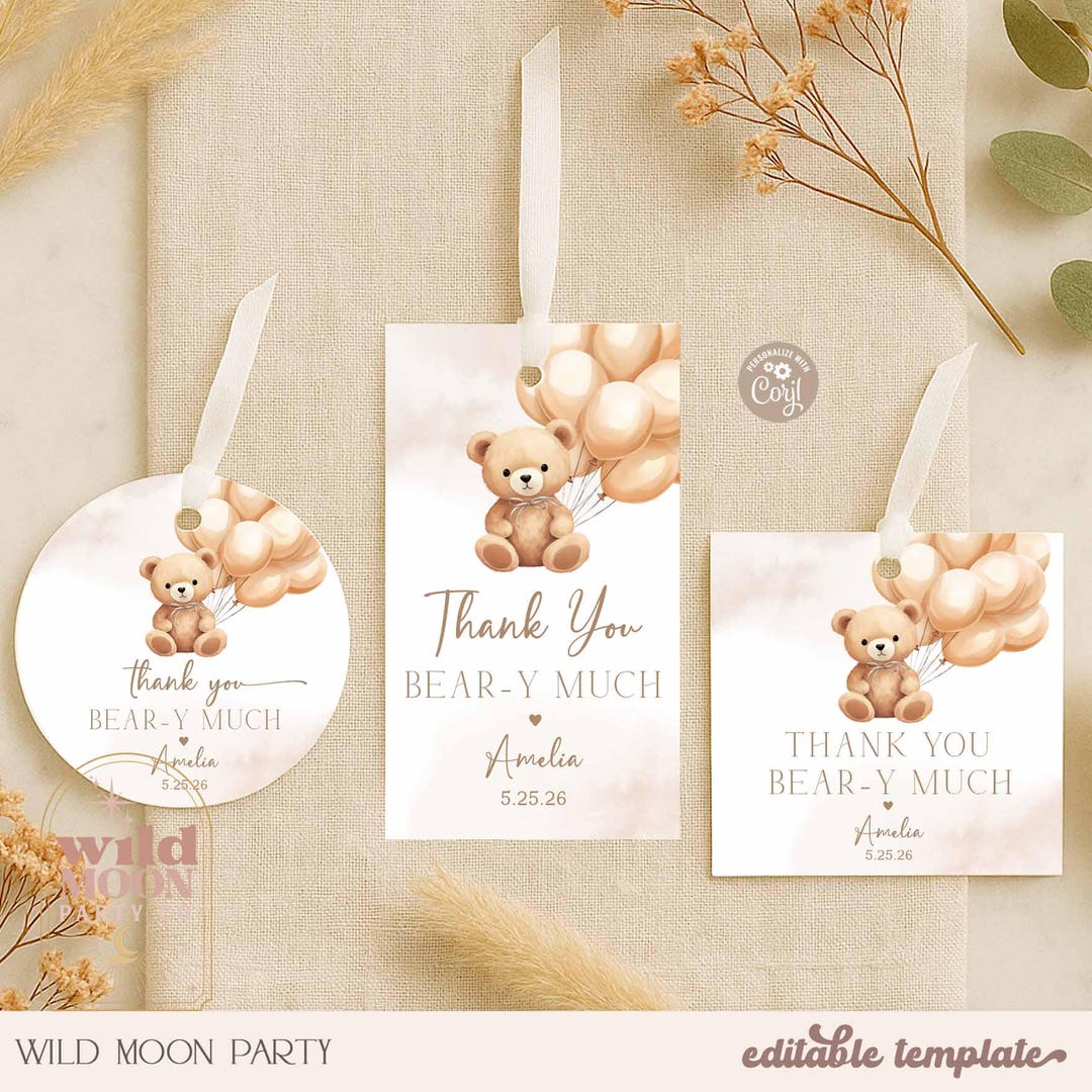 Tag Bea Thank You Beary Much Tag Bundle: Bear Square Round Rectangle Tags ...