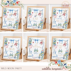 Editable Alice in Onederland Wonderland 8x10&quot; Table Decor Eat Me Drink Me Sign Me Off With her Gifts Sweet Treats Decoration Templates 90K1