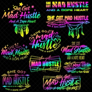 She Got Mad Hustle And A Dope Herz Lustige Business Zitate Bundle SVG PNG EPS Digital Download Print Schnittdateien