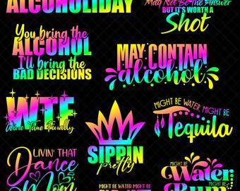 Alcohol Quotes Funny Sarcastic Bundle Svg Eps Dxf Png Digital Download Files For Cricut Sublimation Stickers Print