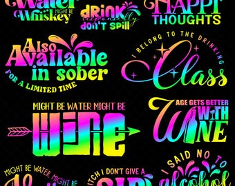 Alcohol Quotes Funny Sarcastic Bundle Svg Eps Dxf Png Digital Download Files For Cricut Sublimation Stickers Print