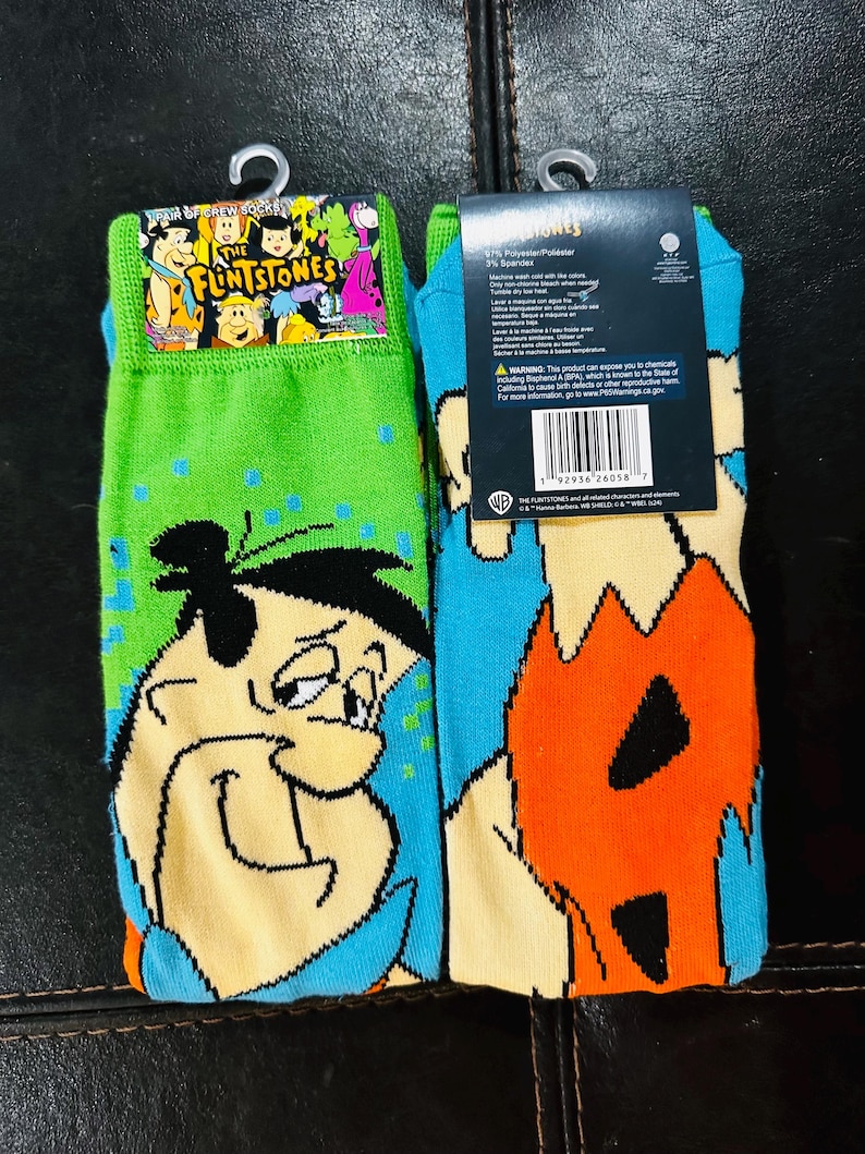 Cartoon Classics & Beyond Mixed Character Socks Collection Flinestone Blue