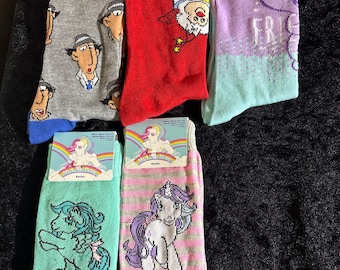 80’s Cartoon Socks – Rainbow Brite, My little Pony, Inspector Gadget & More | Retro Nostalgia Character Socks | Fun Gift for Cartoon Love