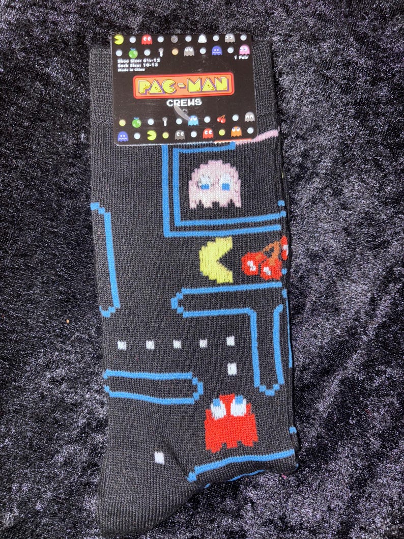 Pac-man Retro Video Game Crew Socks – Classic Arcade Gaming Gift – Fun ...