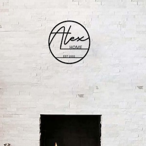 Letrero de metal con nombre de familia personalizado, letrero con apellido personalizado establecido, regalo de boda para pareja, arte de pared para colgar en la puerta, letrero con monograma