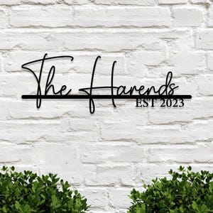 Letrero metálico personalizado, letrero metálico con nombre, letrero con apellido, letrero metálico de pared personalizado, decoración de pared personalizada, letrero metálico de pared personalizado
