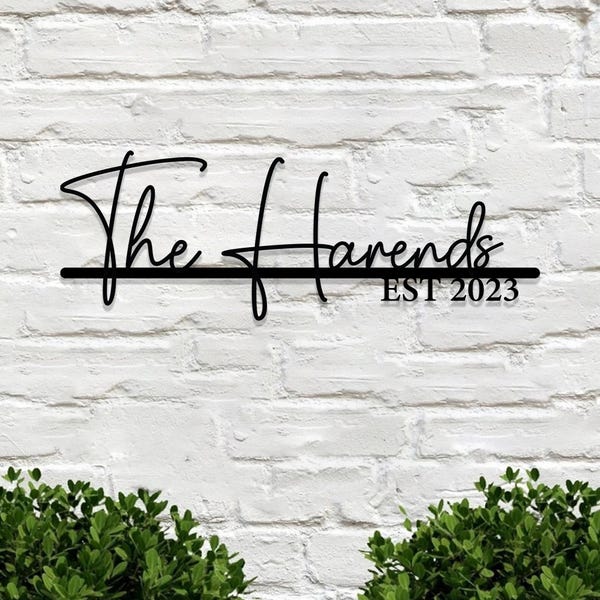 Custom Metal Family Name Sign, Personalized Wall Decor