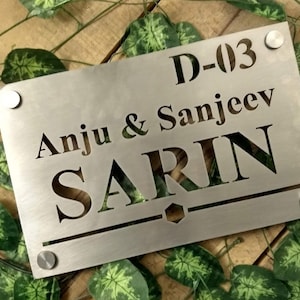Placa de metal rectangular personalizada para nombre, letrero para puerta de entrada, placa de metal personalizable para nombre personalizado y letrero familiar