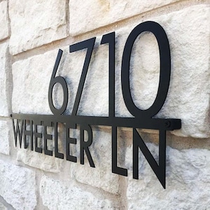 Modern Custom House Number Sign With Name, Square Metal House Letters, Personalized Metal Address Sign, Garage Sign, Family Name Display
