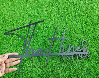 Custom Metal Name Sign | Personalized Family Name Sign for Outdoor and Indoor Decor | Wedding or Housewarming Gift | Metal Wall Art