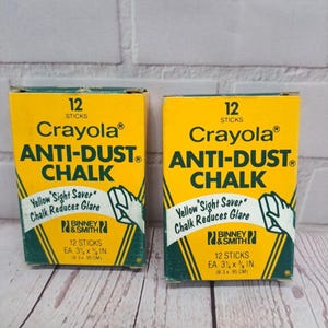 VTG Crayola, USA Binney & Smith No. 1401,  Yellow Sight Saver Chalk, 2 Boxes NOS