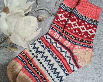 Handgestrickte Wollsocken Warme Wintersocken kuschelige Socken