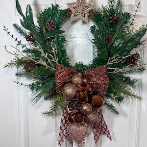 Handcrafted Copper color christmas wreath