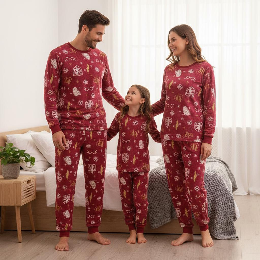 Discover Wizard Family Family Pajamas Set, Magic Long Pajamas, Red Magic Long Tee & Pants PJs, Family Matching Pajamas Set, Family Sleepwear Xmas Gift