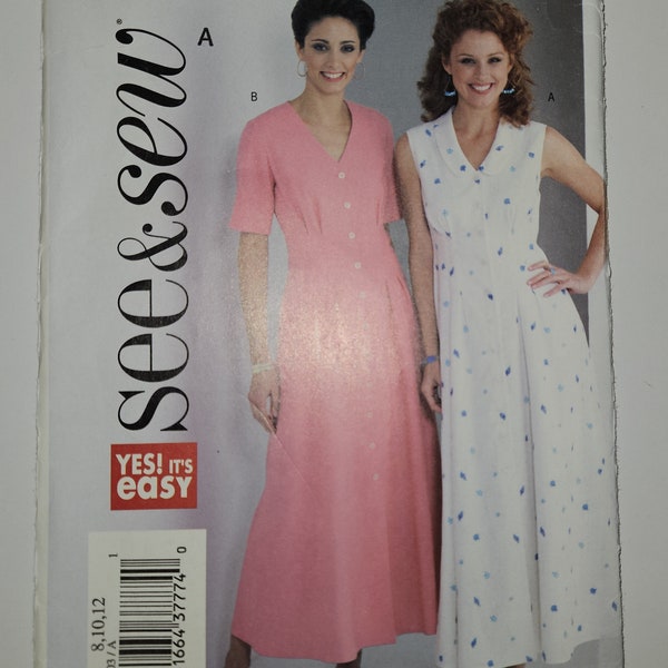 Sizes 8-10-12. Loose Fit Flared Dress, Above Ankle. Butterick Easy See & Sew Sewing Pattern B4103. Classic Summer Sportswear. UNCUT/FF.