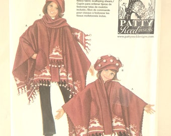 Sz Sm-Lg for Child & Misses. Poncho, Hat and Scarf Pattern. Simplicity 3980. Patty Reed Designs. Fleece. Uncut and Factory Folded. RARE Find