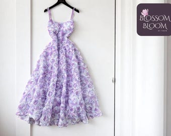 Embroidered Flower Evening Dress | Sophisticated Gown for Women | Fancy Sleeveless Attire | Elegant Occasion Guest Outfit