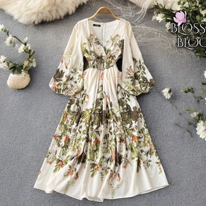 Long Sleeve Dress | Floral Printed Designed | Woman Fashionable Clothing