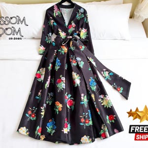 Summer Boho Maxi Dress | Elegant Floral Long | Cozy Evening Gown | Style Palace Print Outfit | Thick One-Piece Party Design