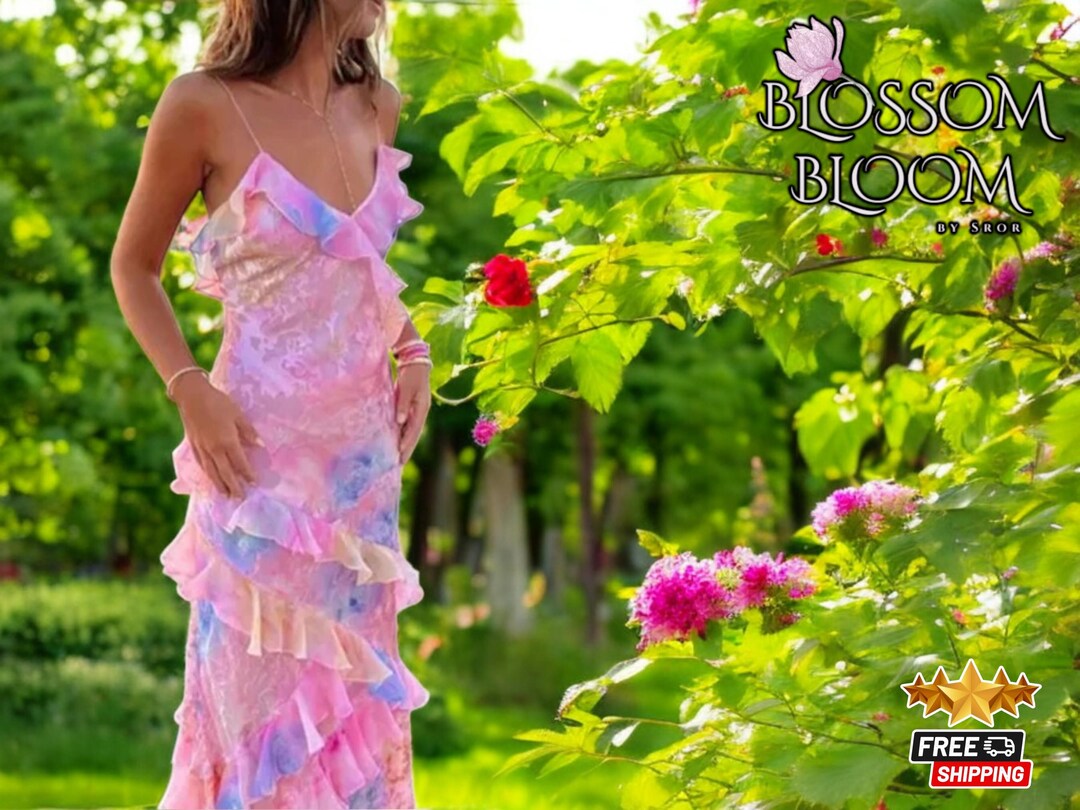 Floral Cowl-Neck Backless Spaghetti Strap Maxi Dress Summer Mirage