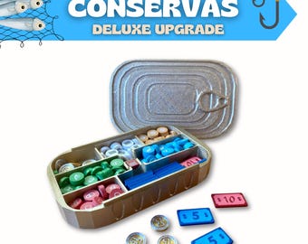 Conservas Board Game Upgrade [Storage Can + 32 Cash Tokens] Conservas, Conservas Upgrade, Conservas Tokens, Conservas Deluxe [Unofficial]