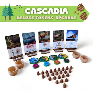 Cascadia & Landmarks Board Game Upgrade [x52 pieces] Cascadia Deluxe Upgrade, Cascadia Deluxe Tokens, Cascadia Board Game [Unofficial]