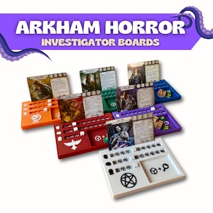 Arkham Horror Deluxe Investigators Boards [x6 pieces] Arkham Horror LCG Game Upgrade, Arkham Horror Board Game, Lovecraft Game [Unofficial]