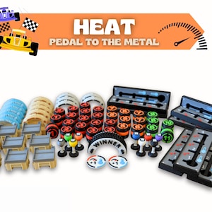 Heat Pedal to the Metal Upgrade Kit | 90 Deluxe 3D Pieces | Racing Game Tokens