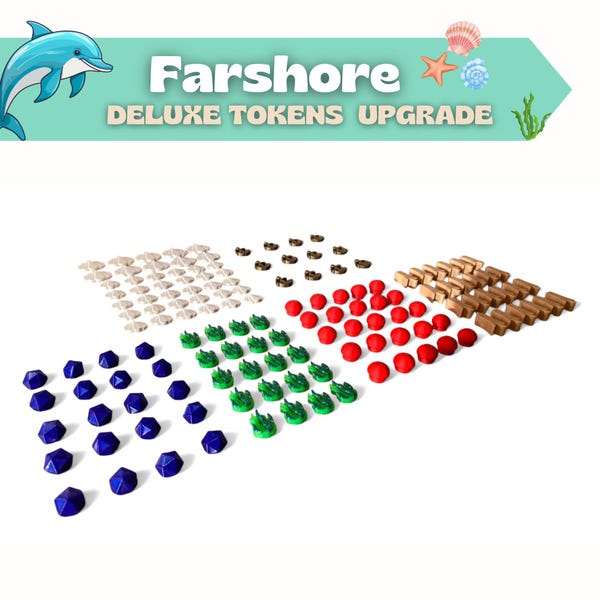 Farshore bordspel-upgrade | 142 luxe grondstoftokens | 3D-geprint | Onofficiële set