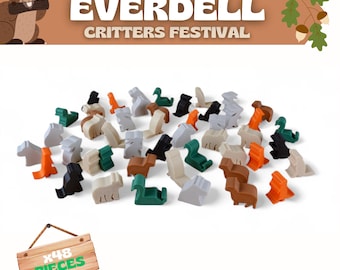 Everdell Deluxe Animal Meeples | 48 Pieces | 3D Printed Game Upgrade Set