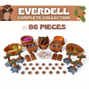 Zestaw organizerów Everdell | Ulepszenie Deluxe 86 elementów | Żetony zasobów i meeple | Nieoficjalny