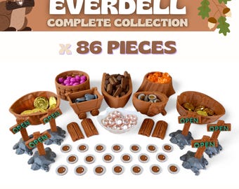 Everdell-opbergerset | 86-delige luxe upgrade | Grondstoftokens en meeples | Niet-officieel