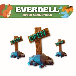 Everdell Open Sign [x6 pieces] Everdell Deluxe Upgrade Kit - Everdell Organizer [Unofficial]