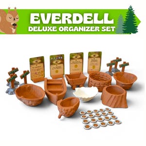 Everdell Organizer Set | 86-delad Deluxe-uppgradering | Resursmarker och Meeples | Inofficiell