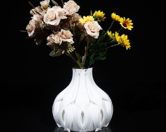 Vase | Dekovase | 3D-Druck "Linseshort Vase" | Pampasgras | Trockenblumen | Dekoration | Eukalyptus | Bouquet | Schleierkraut