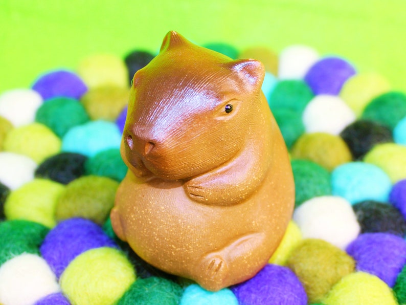 Handmade Chubby Capybara Fairy Garden Decor, Cute Clay Desk Pet, Chill ...