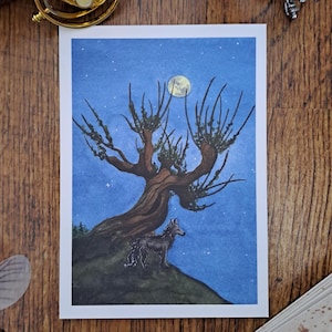 Saule cogneur et pattes d'éléphant - Mini impression A6 - Illustration magique - Art des maraudeurs - Décoration murale forêt fantastique