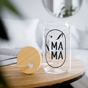 Custom Color Mama 16oz Iced Coffee Cup | Personalized Mom Gift | Bamboo Lid and Straw | Perfect for Mother&#39;s Day, Birthdays, and New Moms