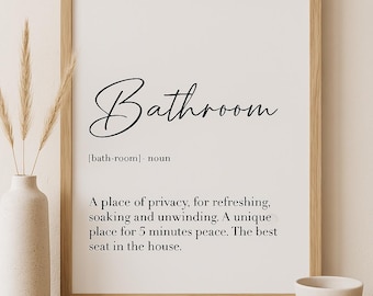 Badkamer muurkunst afdrukbaar, grappig badkamerdefinitiebord, modern minimalistisch toiletdecor, digitale download