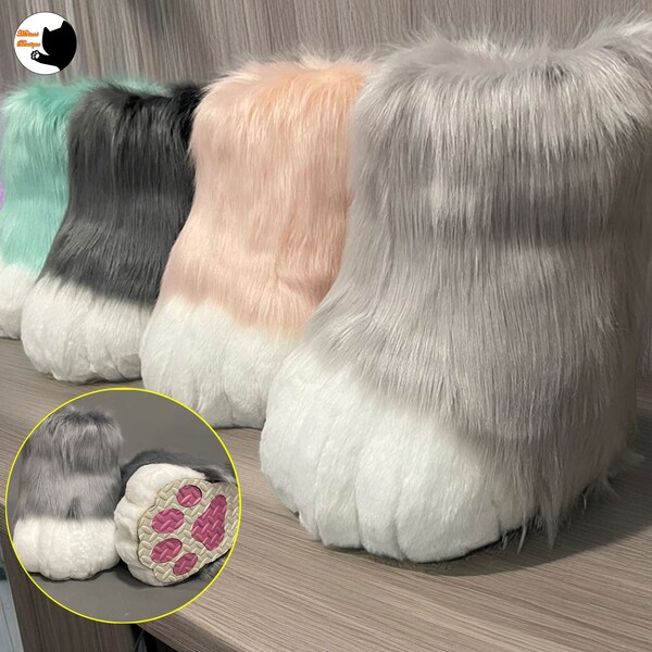 21 kleuren! Slipper Fursuit voeten enige poten, zachte voetzool poten, Fursuit schoenen, cosplay pluizige poot, fursuit voetpoot, Kemono voetpoot, geschenken