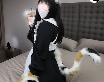 Fursuit Cosplay Cat Set, Kids And Adults  Cat Cosplay Furrysuit, Cute Pet Fursuit Costume Hairhoop, Cosplay Tail, Ears And Tail, Furry Gifts