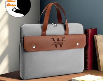 Personalized Leather Laptop Bag,Leather Laptop Bag,Custom Name Messenger Bag Briefcase,Engrave Office Laptop Bag, Messenger Bag,Gift For Him