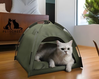 Haustierzeltbett, Zeltbett für Katzen und Hunde, Haustiermöbel, Haustiernest, weich, gesund, niedlich, handgefertigtes Katzenbett